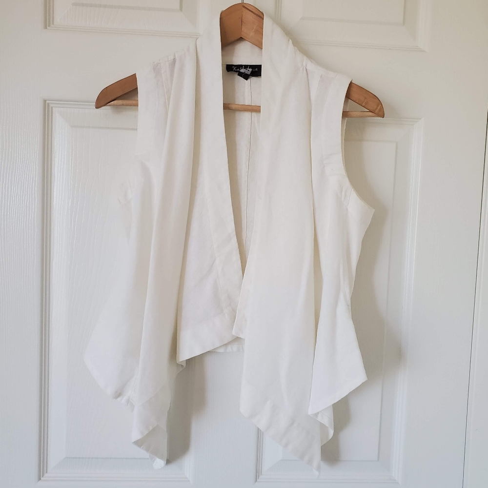 Katherine New York Women's Linen Blend Yvory Sleeveless Vest Size Small